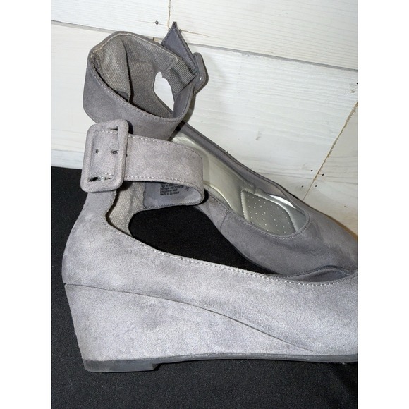 Dexflex Comfort Women's Wedge Shoes Gray Size 10 Wide Ankle Strap Memory Foam - Picture 5 of 6